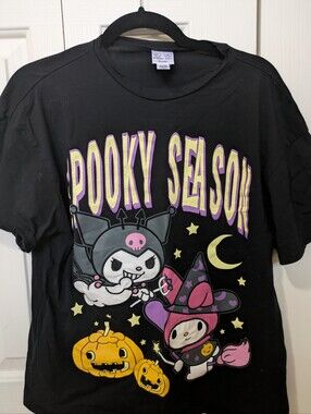 Sanrio Black 'Spooky Season' Graphic Tee with Purple, Yellow and Pink Accents